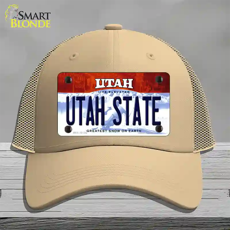 Utah State Utah Novelty License Plate Hat Mesh / Khaki