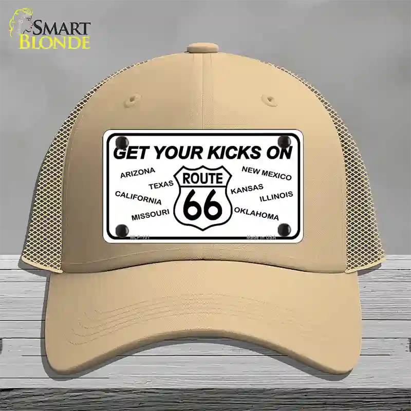 Get Your Kicks On 66 Novelty License Plate Hat Mesh / Khaki