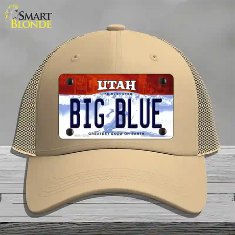 Big Blue Utah Novelty License Plate Hat Mesh / Khaki