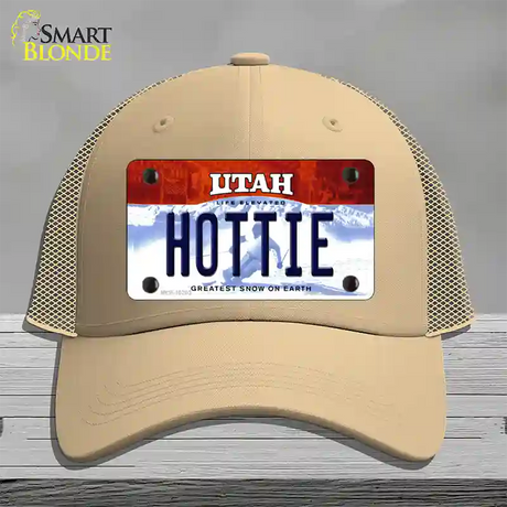 Hottie Utah Novelty License Plate Hat Mesh / Khaki