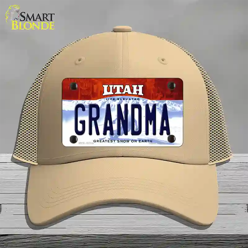 Grandma Utah Novelty License Plate Hat Mesh / Khaki