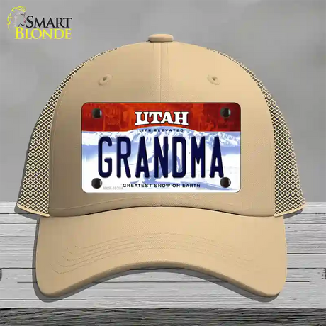 Grandma Utah Novelty License Plate Hat Mesh / Khaki