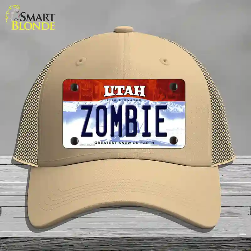 Zombie Utah Novelty License Plate Hat Mesh / Khaki