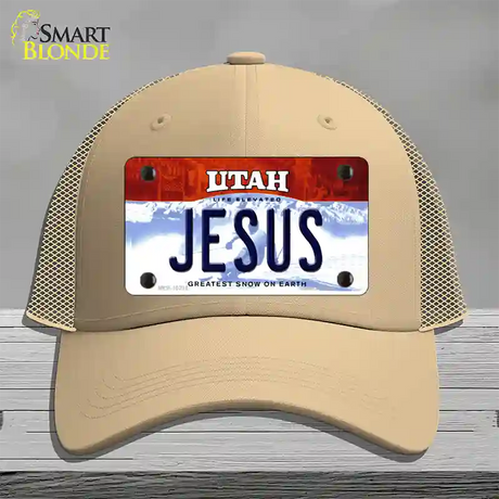 Jesus Utah Novelty License Plate Hat Mesh / Khaki