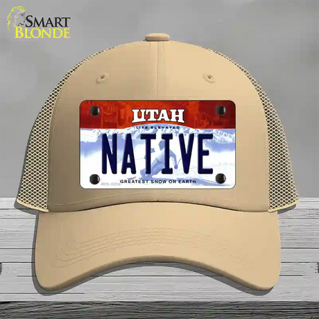 Native Utah Novelty License Plate Hat Mesh / Khaki