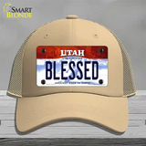 Blessed Utah Novelty License Plate Hat Mesh / Khaki