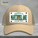 Marco Island Florida Novelty License Plate Hat Mesh / Khaki