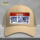 Rock Climber Utah Novelty License Plate Hat Mesh / Khaki