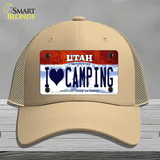 I Love Camping Utah Novelty License Plate Hat Mesh / Khaki