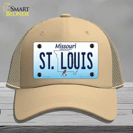 St Louis Missouri Novelty License Plate Hat Mesh / Khaki