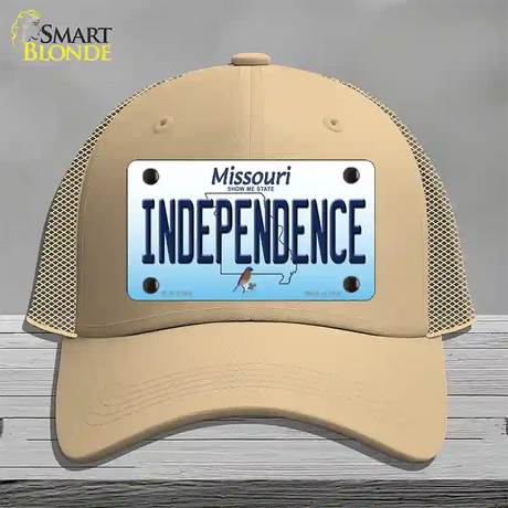 Independence Missouri Novelty License Plate Hat Mesh / Khaki