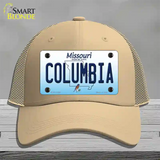 Columbia Missouri Novelty License Plate Hat Mesh / Khaki