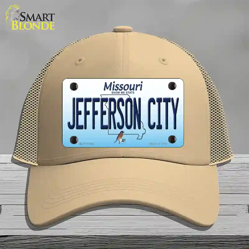 Jefferson City Missouri Novelty License Plate Hat Mesh / Khaki