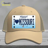 I Love Missouri Novelty License Plate Hat Mesh / Khaki