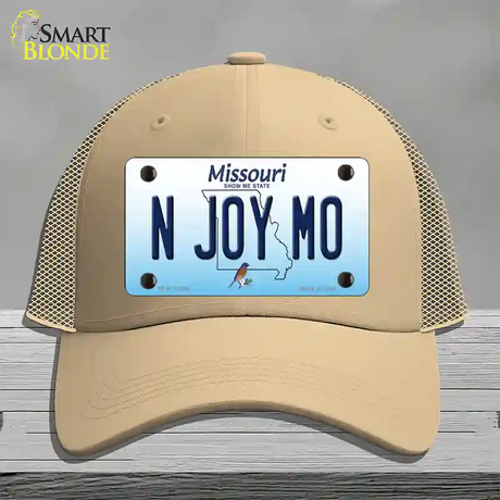 N Joy MO Missouri Novelty License Plate Hat Mesh / Khaki