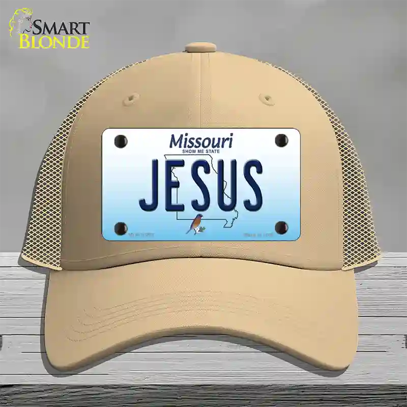 Jesus Missouri Novelty License Plate Hat Mesh / Khaki