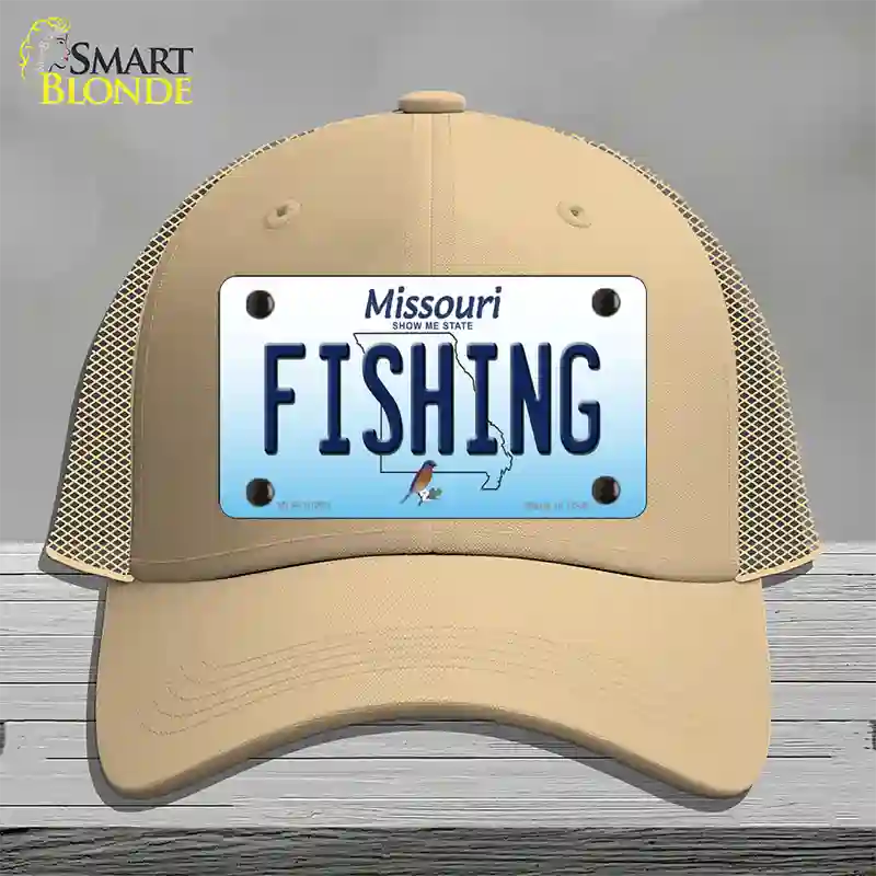 Fishing Missouri Novelty License Plate Hat Mesh / Khaki