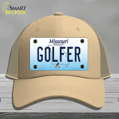 Golfer Missouri Novelty License Plate Hat Mesh / Khaki