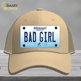 Bad Girl Missouri Novelty License Plate Hat Mesh / Khaki