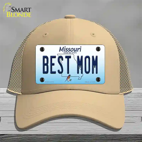 Best Mom Missouri Novelty License Plate Hat Mesh / Khaki