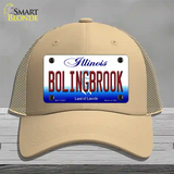 Bolingbrook Illinois Novelty License Plate Hat Mesh / Khaki