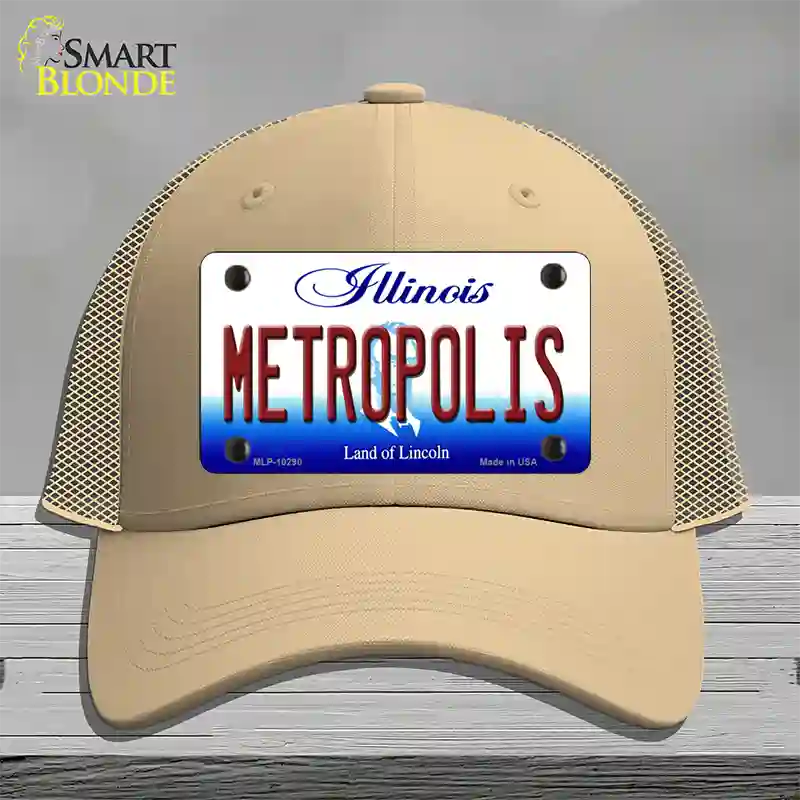 Metropolis Illinois Novelty License Plate Hat Mesh / Khaki