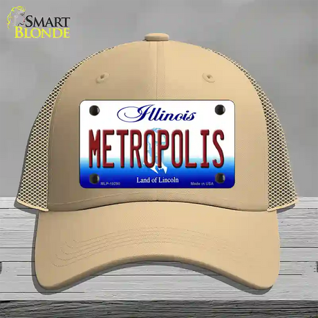 Metropolis Illinois Novelty License Plate Hat Mesh / Khaki