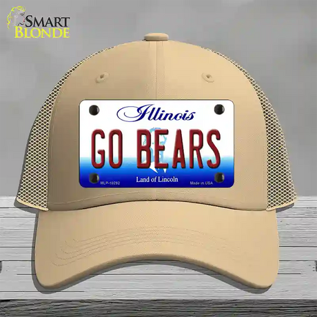 Go Bears Illinois Novelty License Plate Hat Mesh / Khaki