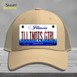 Illinois Girl Illinois Novelty License Plate Hat Mesh / Khaki