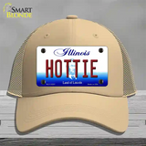 Hottie Illinois Novelty License Plate Hat Mesh / Khaki