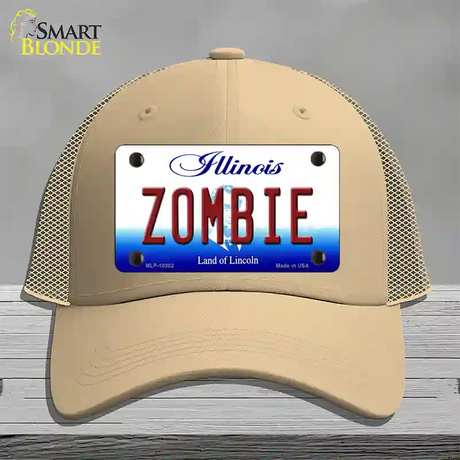 Zombie Illinois Novelty License Plate Hat Mesh / Khaki