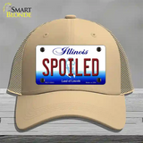 Spoiled Illinois Novelty License Plate Hat Mesh / Khaki