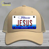 Jesus Illinois Novelty License Plate Hat Mesh / Khaki