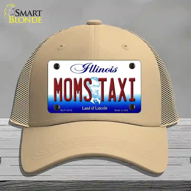 Moms Taxi Illinois Novelty License Plate Hat Mesh / Khaki