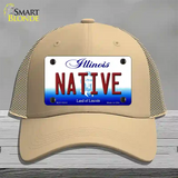 Native Illinois Novelty License Plate Hat Mesh / Khaki