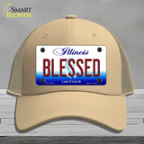 Blessed Illinois Novelty License Plate Hat Mesh / Khaki