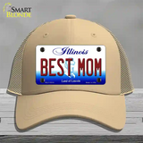 Best Mom Illinois Novelty License Plate Hat Mesh / Khaki