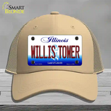 Willis Tower Illinois Novelty License Plate Hat Mesh / Khaki