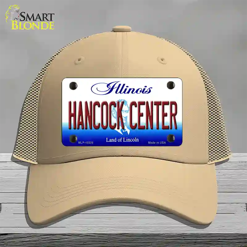 Hancock Center Illinois Novelty License Plate Hat Mesh / Khaki