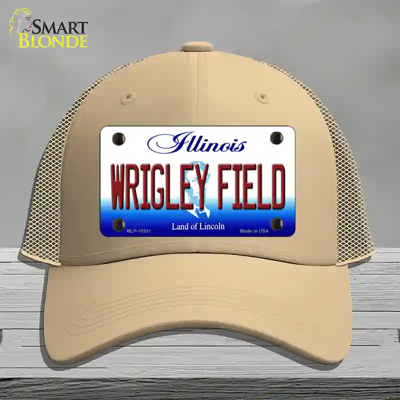 Wrigley Field Illinois Novelty License Plate Hat Mesh / Khaki