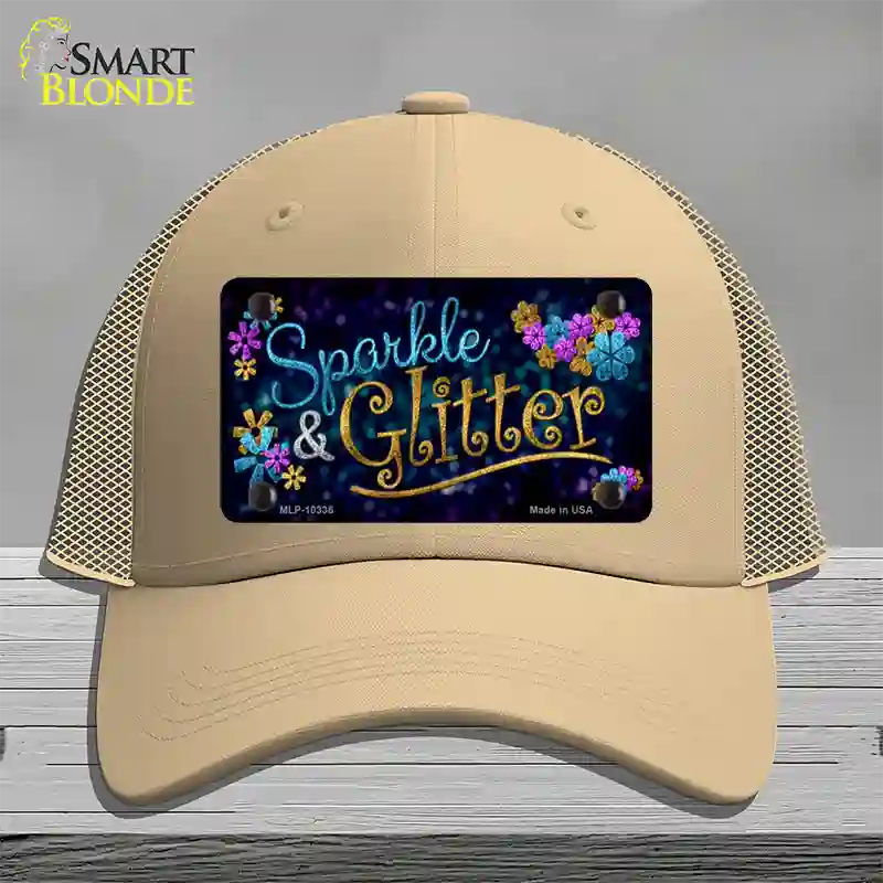 Sparkle And Glitter Novelty License Plate Hat Mesh / Khaki