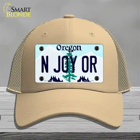 N Joy OR Oregon Novelty License Plate Hat Mesh / Khaki