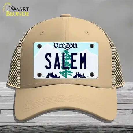 Salem Oregon Novelty License Plate Hat Mesh / Khaki