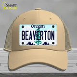 Beaverton Oregon Novelty License Plate Hat Mesh / Khaki