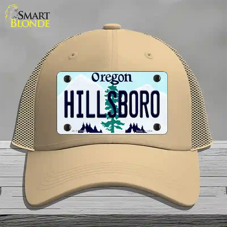 Hillsboro Oregon Novelty License Plate Hat Mesh / Khaki