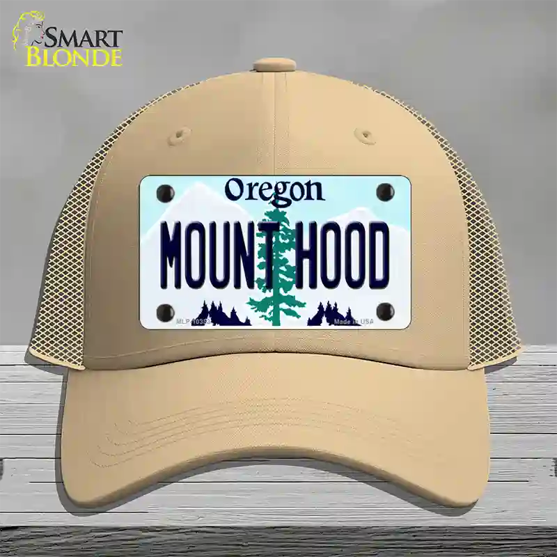 Mount Hood Oregon Novelty License Plate Hat Mesh / Khaki