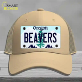 Beavers Oregon Novelty License Plate Hat Mesh / Khaki