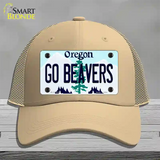 Go Beavers Oregon Novelty License Plate Hat Mesh / Khaki