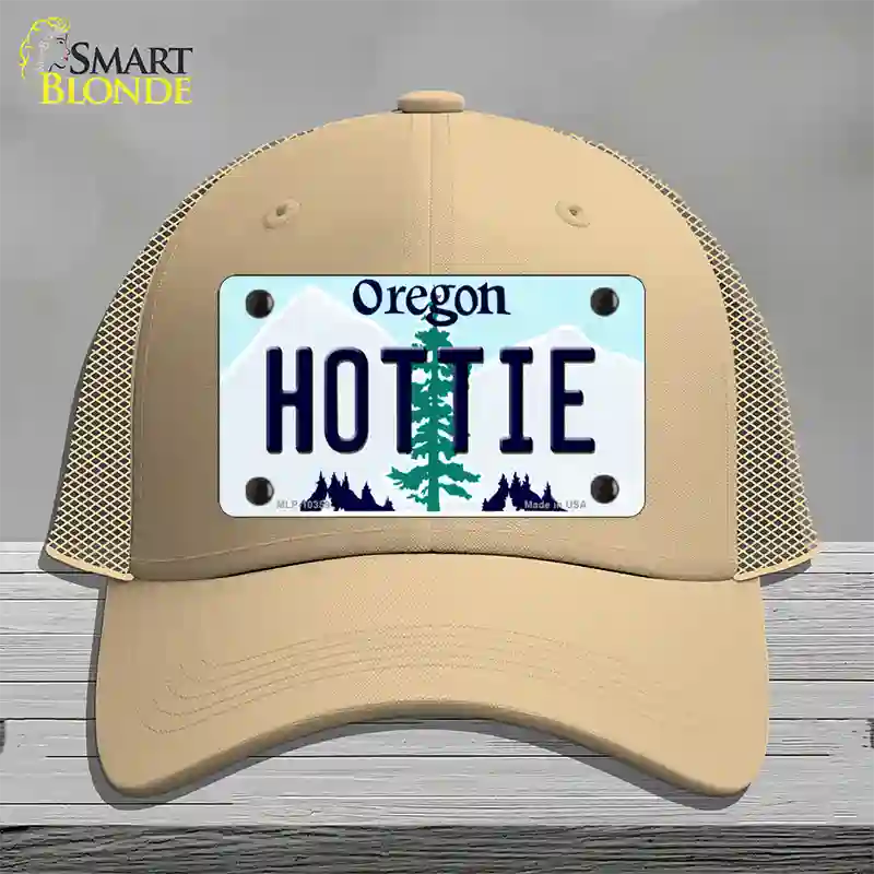 Hottie Oregon Novelty License Plate Hat Mesh / Khaki