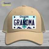 Grandma Oregon Novelty License Plate Hat Mesh / Khaki